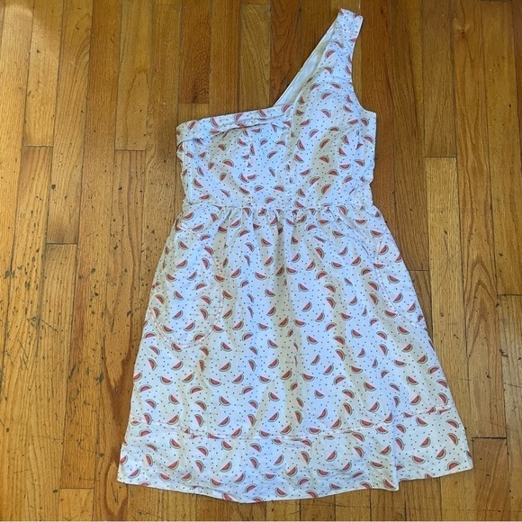 Anthropologie HD In Paris One Shoulder White Watermelon Print Dress Size 6 - Picture 2 of 9